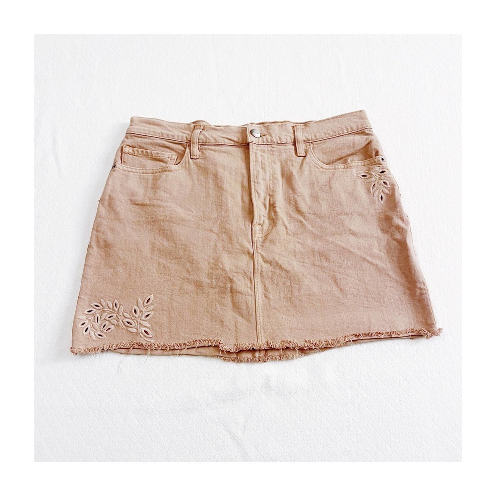 Frame Dusty Rose Pink Leather Denim Jeans Eyelet Skirt SZ30